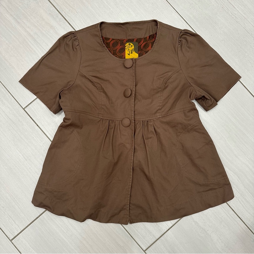 Vintage Forever Brown Outwear Top w/ Peacoat Silhouette and Buttons